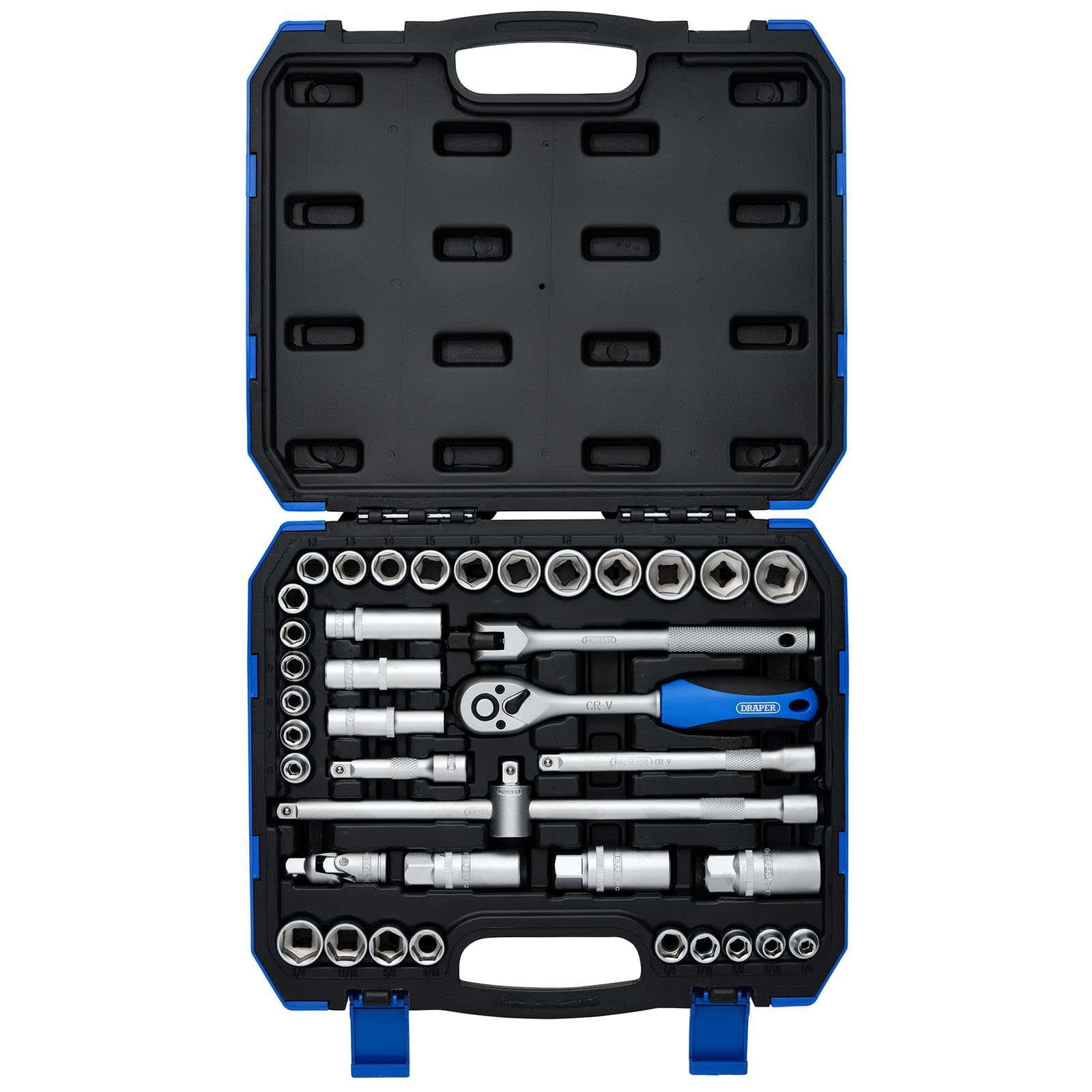 Draper DD39AM 3/20,3 cm centimetri. Dr. mm/AF Combined socket set (39 pezzi), blu