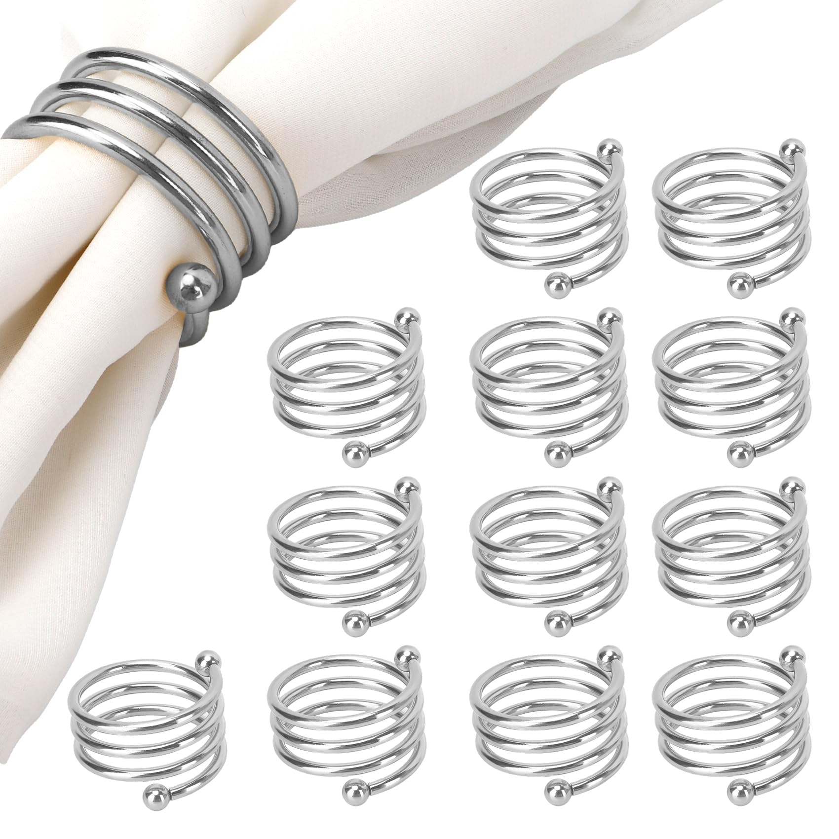 Napkin Rings - 12Pcs Silver Premium Metal Napkin Holders,Durable & Reusable Tableware Decor,Elegant Dining Accessories For Weddings,Christmas & Dinner Parties,Perfect For Home Hosts & Event Planners