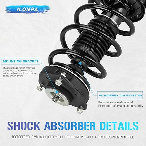 Miniatura 5 de Amortiguadores delanteros y traseros completos con resortes helicoidales aptos para Audi A3A3 Quattro 06-13, para Golf 10-14, para Jetta 05-10,