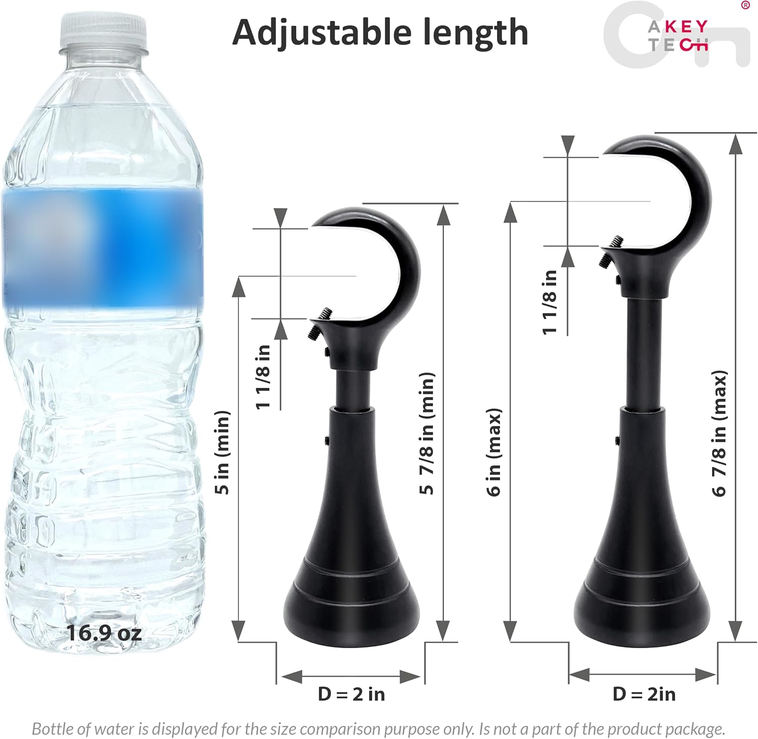 Heavy Duty Curtain Rod Brackets for Wall, 6 inch Curtain Rod Brackets, Extra Long Holder for Heavy Curtains, for 3/4 to 1 inch Rods, 4 pcs Extended Wall Mount Holders, Set of Four, Black