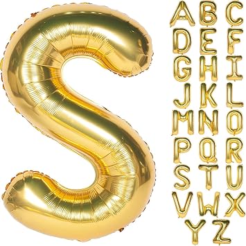 Gold Letter Balloon 40 Inch Large Letter S Balloon Foil Helium Alphabet Balloons Birthday Party Baby Shower Graduation Ceremony Decoration Gold Letter S