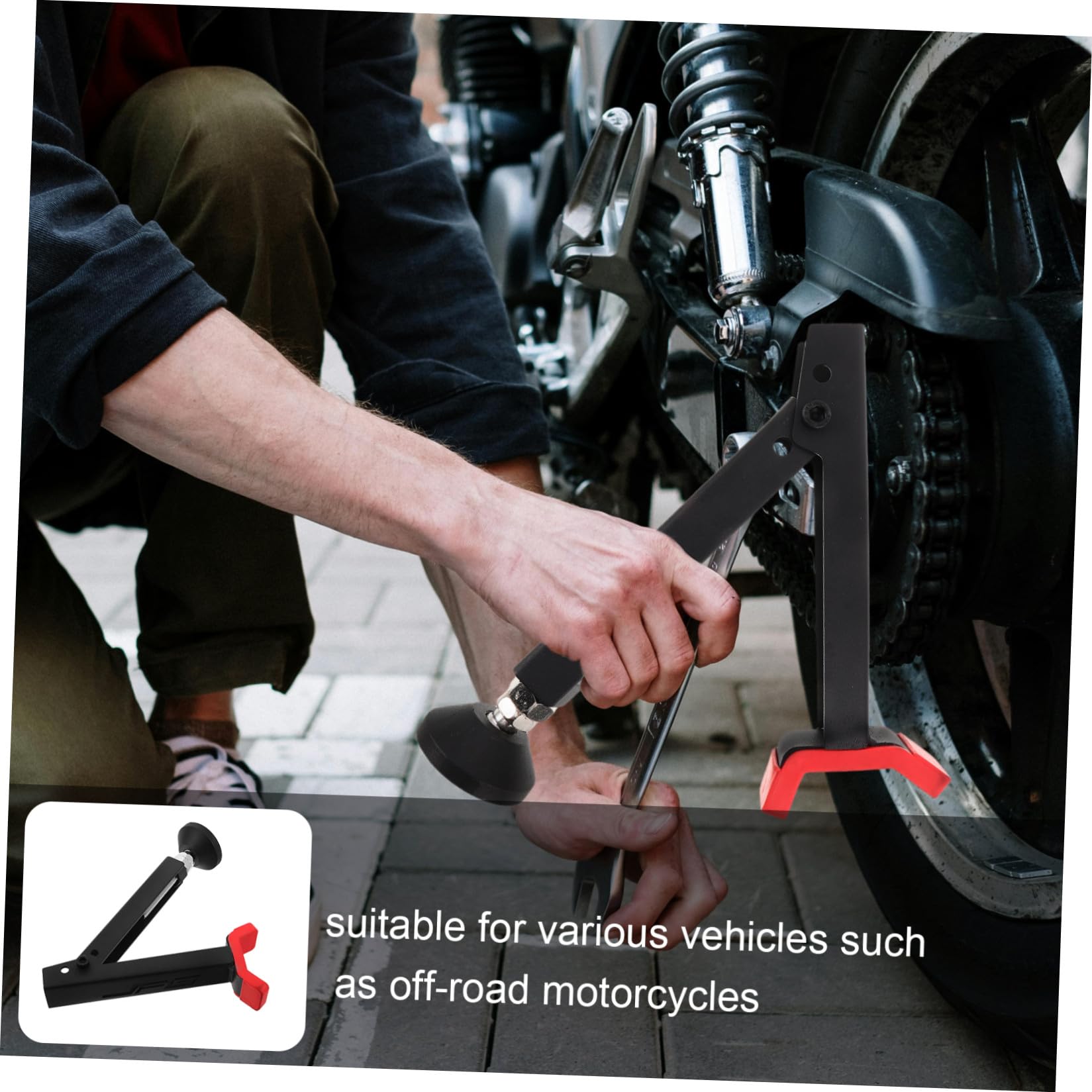 Béquille de Roue pour Moto Hors-Piste Noire en Acier