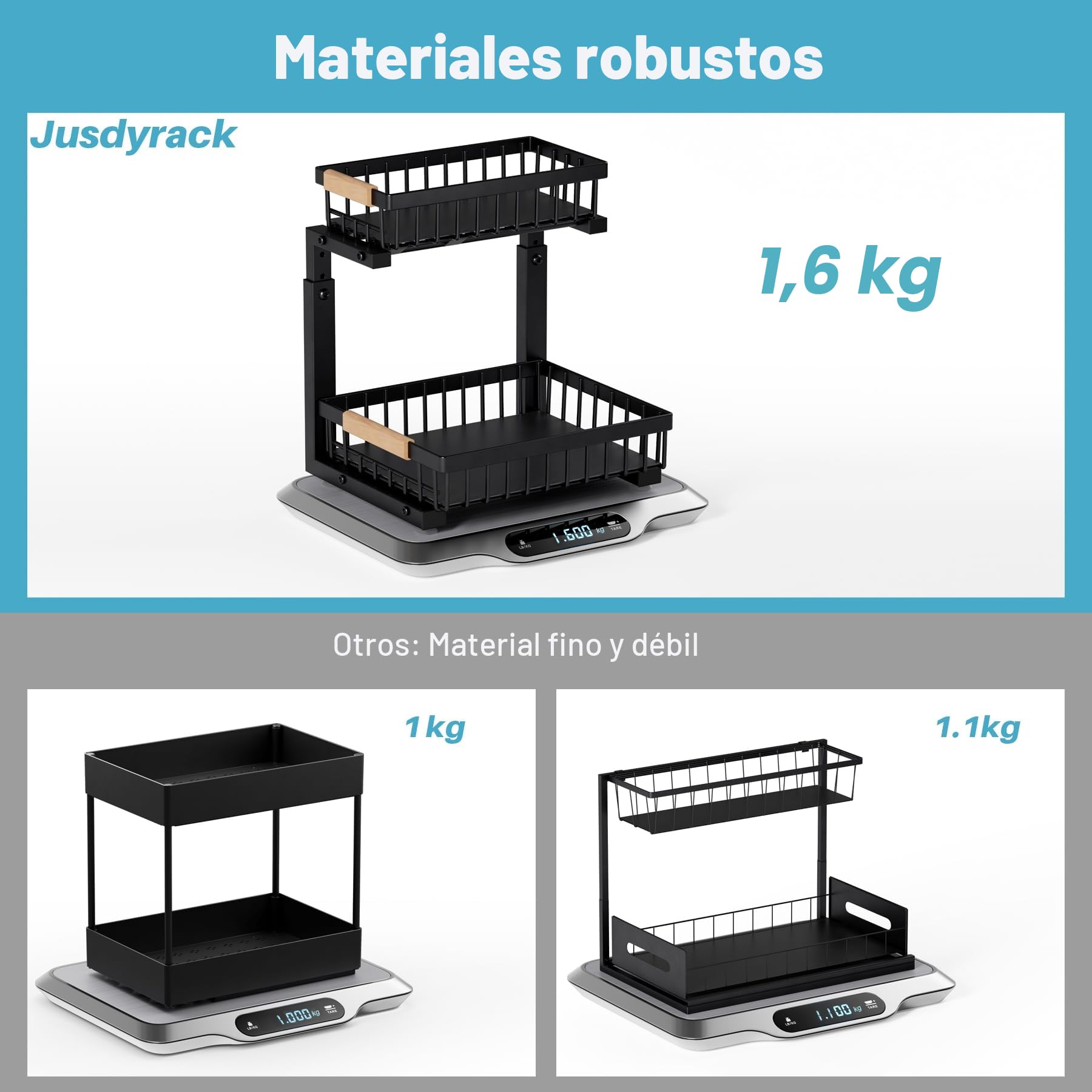 Metal 2 Paquete Organizador Cocina 2 Niveles Organizador Bajo Fregadero, De Servicio Pesado Extraíble Organizador Fregadero Cocina Para, Baño,Negro