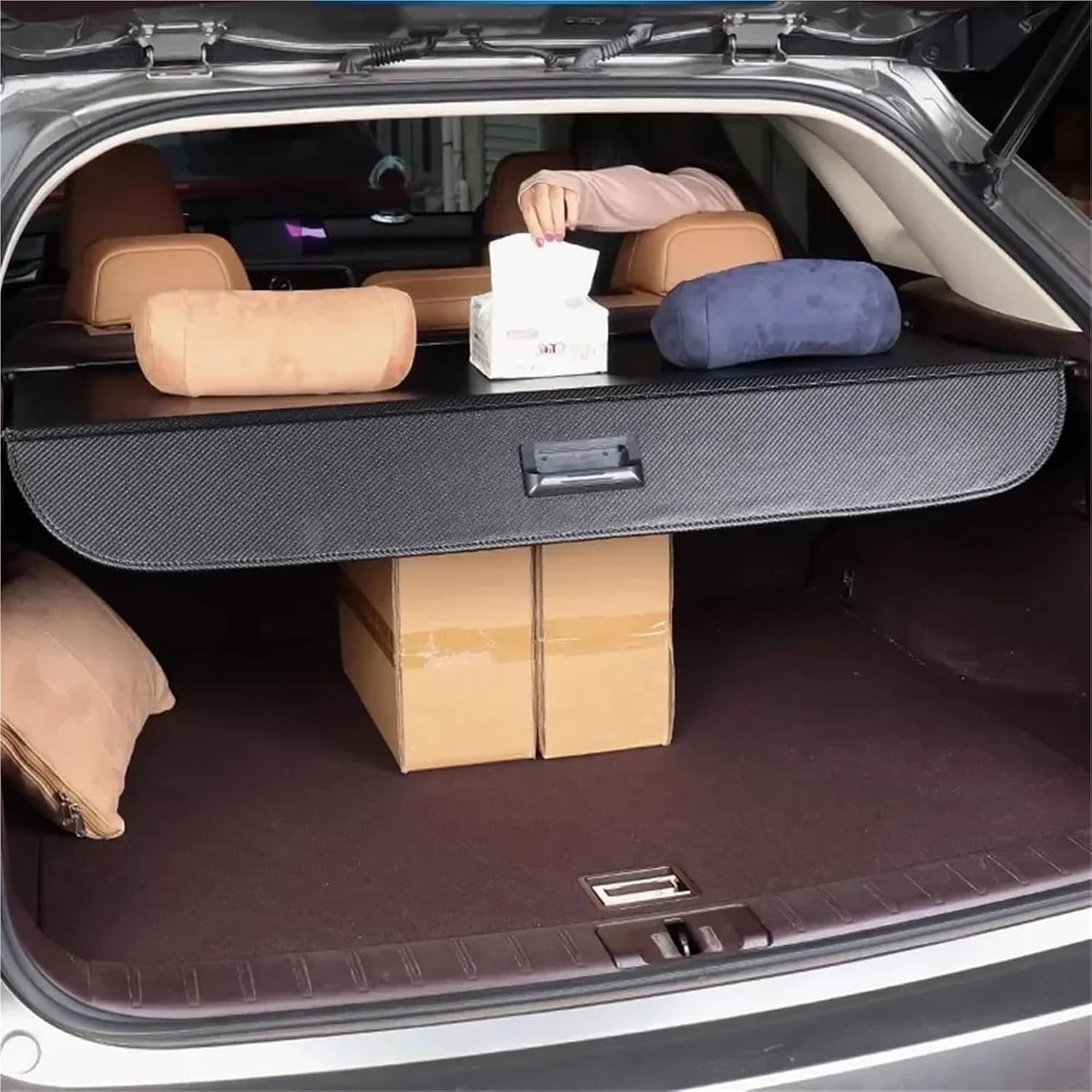 Car Trunk Covers for Hyundai Tucson NX4 N-Line 2022~2024 Luggage Curtain Shelter Privacy Partition Retractable Cargo Accessories(Silver)