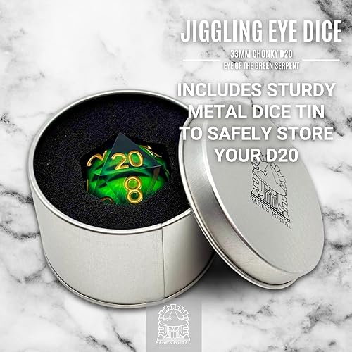 Miniatura 6 de Sage's Portal Dados de ojos de núcleo líquido de 1.299 in D20 con núcleo de vidrio para DND Dungeons and Dragons Pathfinder RPG TTRPG (Eye of The