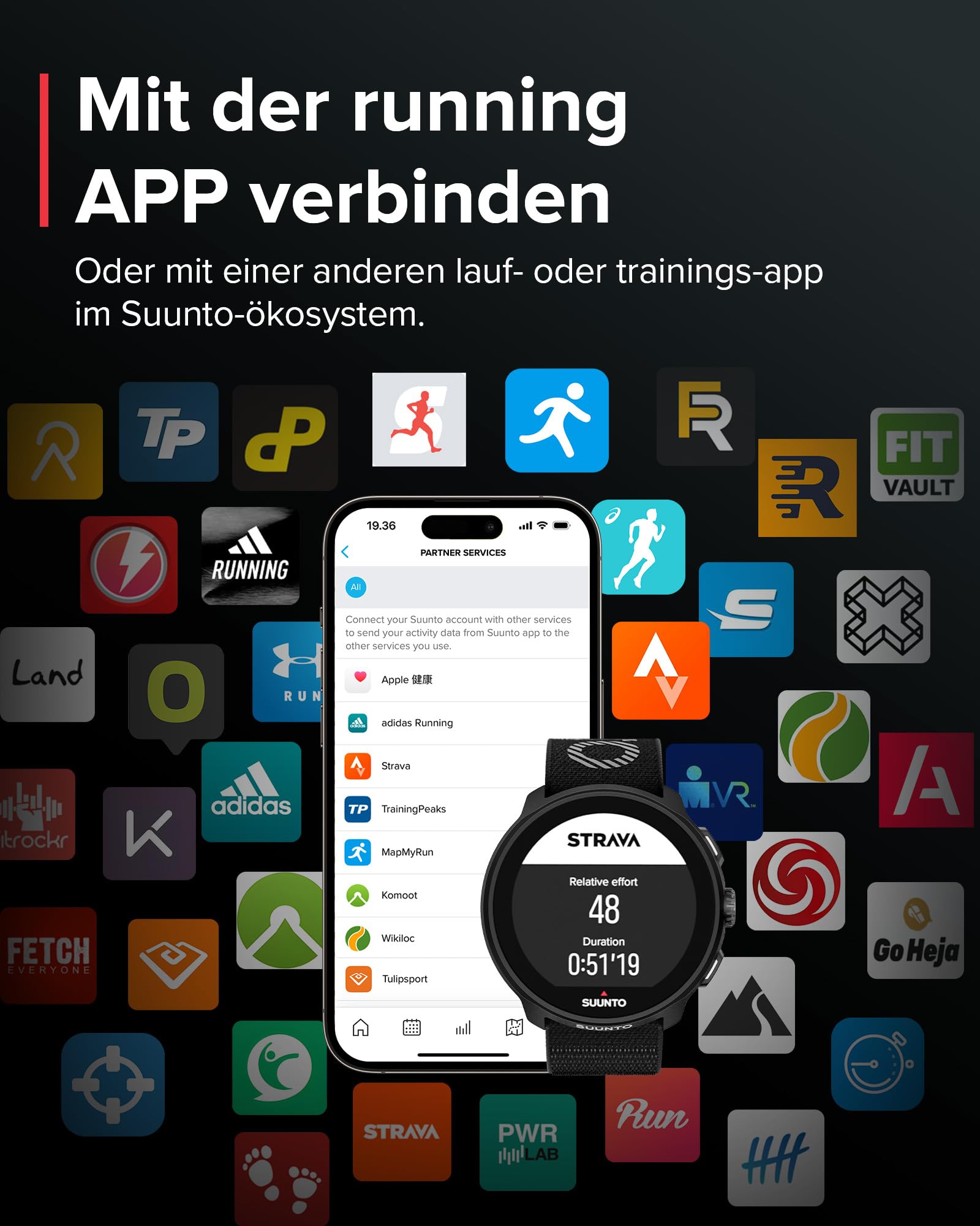SUUNTO Run GPS-Laufuhr, 1,32" AMOLED-Touchscreen, Leichtgewicht, Multisport, Aktivitätentracker, Präzises GPS, Herzfrequenz-/Schlaf-Tracking, 12 Tage Akkulaufzeit, 4GB Offline-Musikspeicher