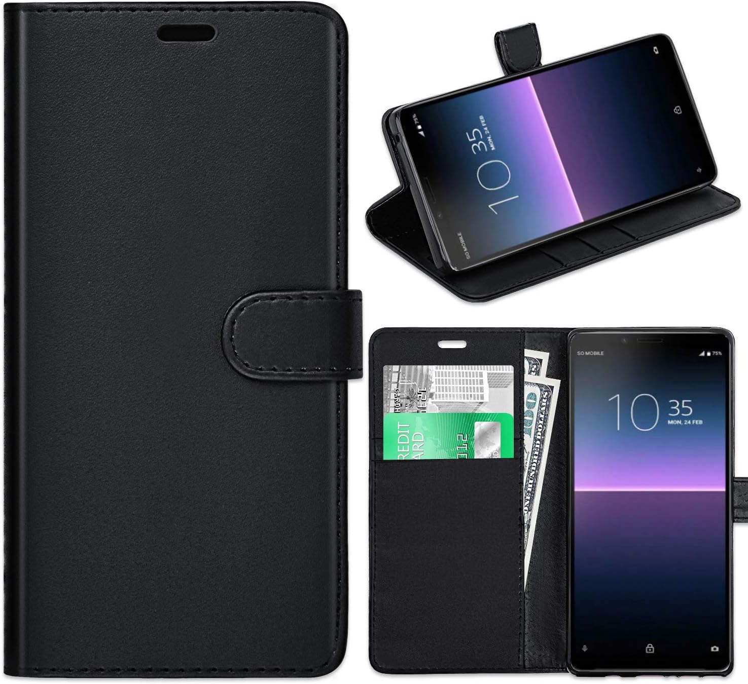 PIXFAB Custodia Portafoglio In Pelle Con Magnete Per Xperia 10 II (6″) – Farfalla Blu - 3