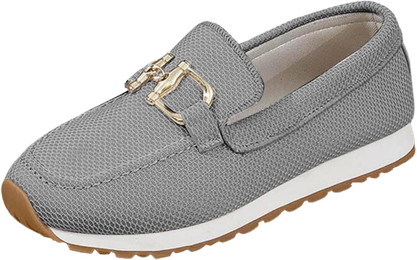 Women's Slip On Casual Loafers Comfortable Vintage Flat Shoes Orthopedic Sneakers for Women Round Toe Arch Support Business Loafers Non Slip Walking Boat Shoes Fashion Buckle Lightweight Footwear - Image 7