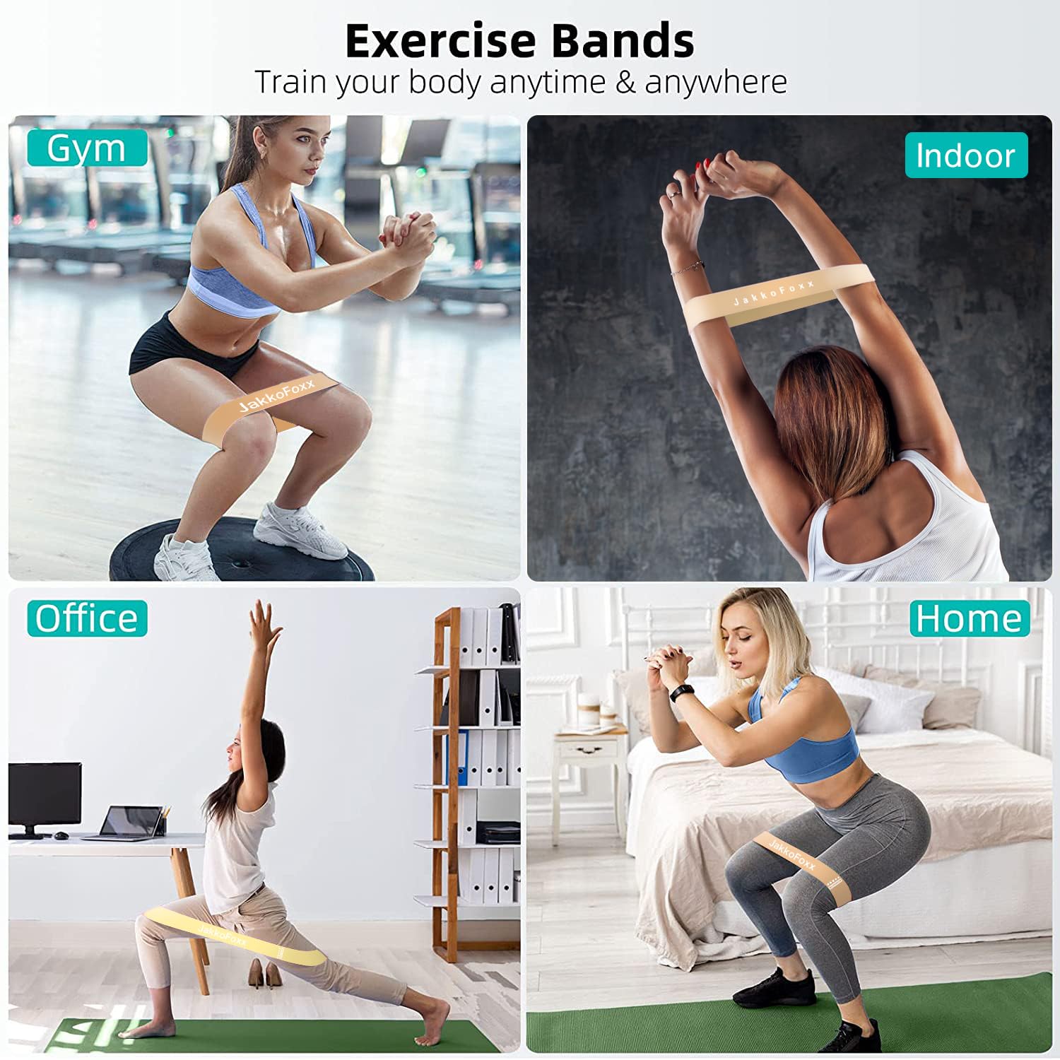 Lot de 5 bandes de résistance élastiques pour fitness, étirements, musculation, physiothérapie
