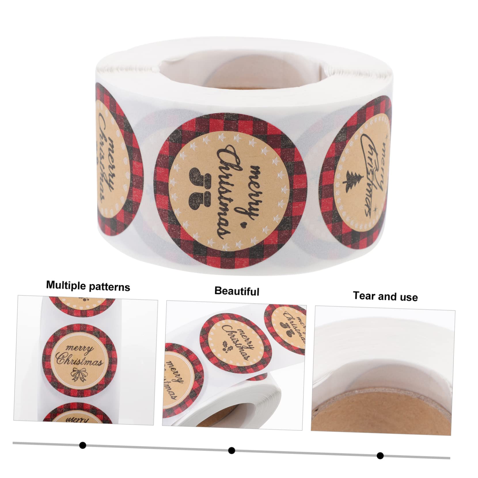 SHINEOFI 3rotoli Adesivi Per Confezioni Natalizie Etichette Carta Kraft Con Design Festivo Adesivi Per Regali e Buste Facili Da Applicare e Rimuovere Senza Residui
