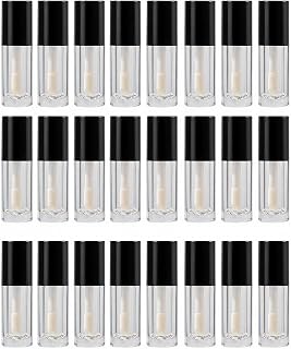 24Packs Empty Lip Gloss Tubes Containers Clear Mini Plastic Lip Balm Tube Transparent Mini Cosmetic Lipstick Containers for DIY Lipstick Samples, Lip Balms Black Caps 1.2ML