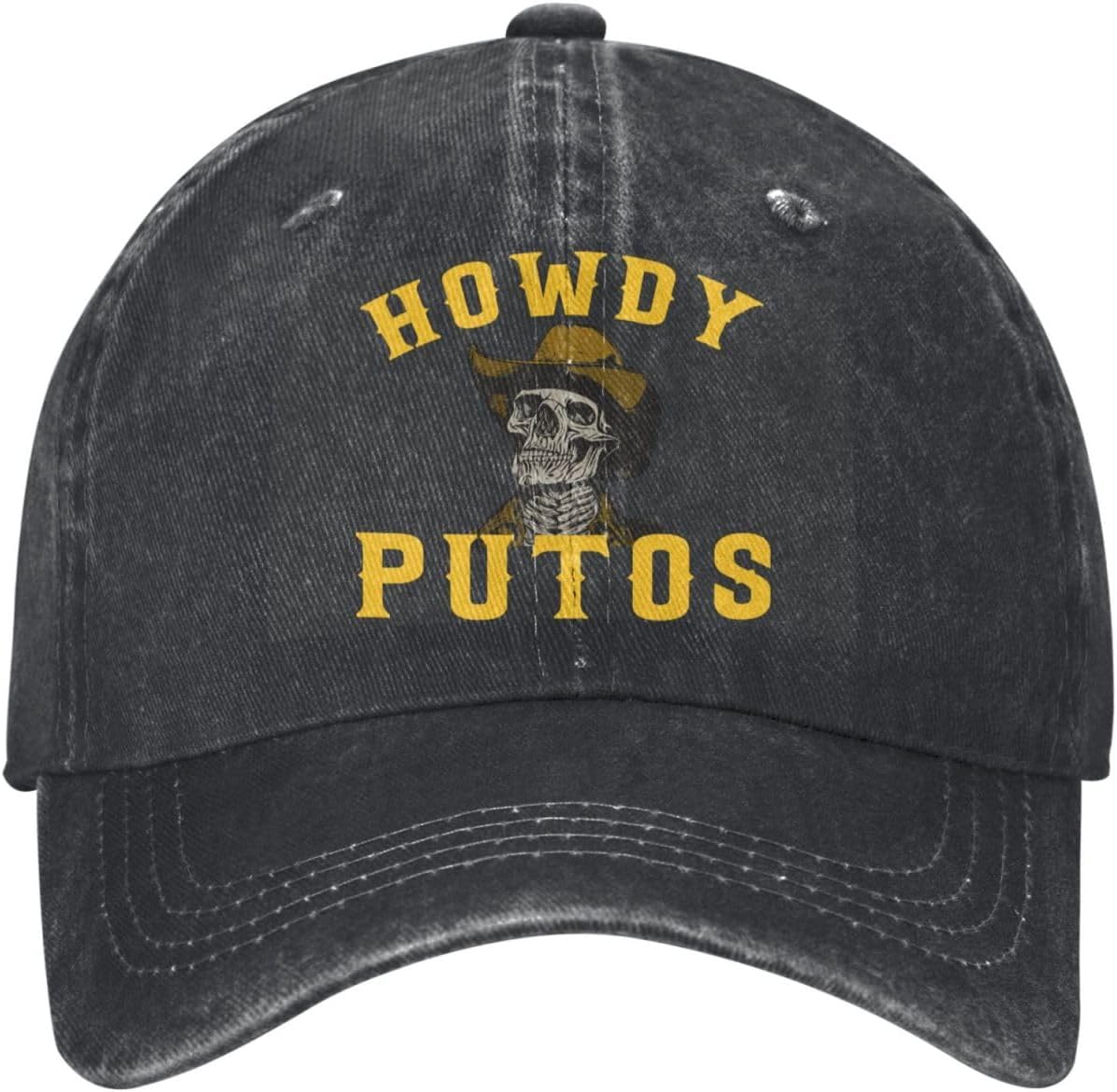 Howdy Putos Caps for Men Funny Western Cowboy Skull Womens Ball Cap
