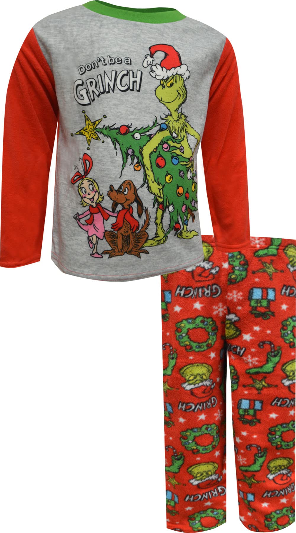 Komar Kids Boys Dr. Seuss The Grinch Don't Be A Grinch Toddler Fleece Pajamas