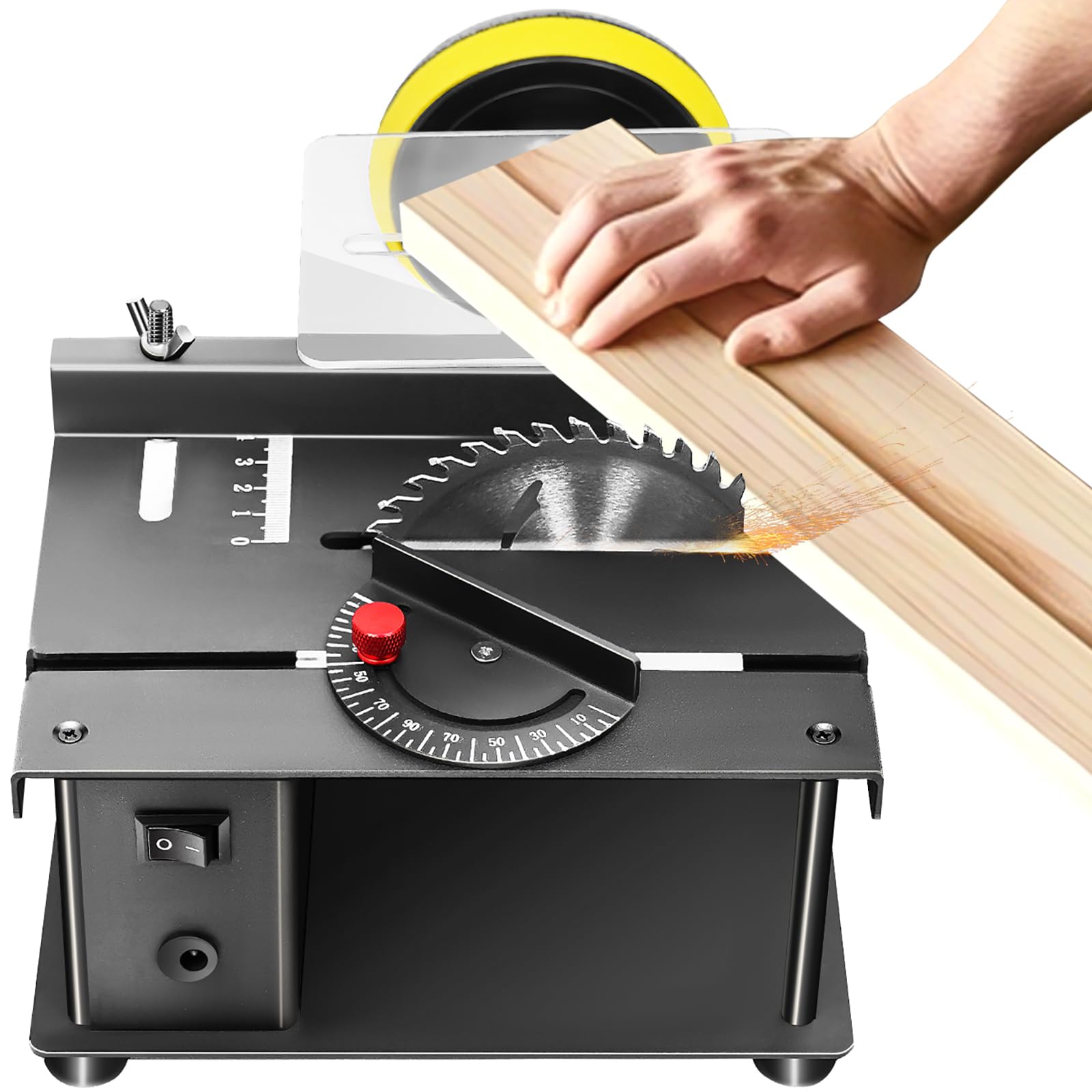 Mini Multi Functional Table Saw with Sanding Disc Electric Saw for Wood Cutting,Speeds & Angle Adjustable with More Accessories for Plastic Acrylic