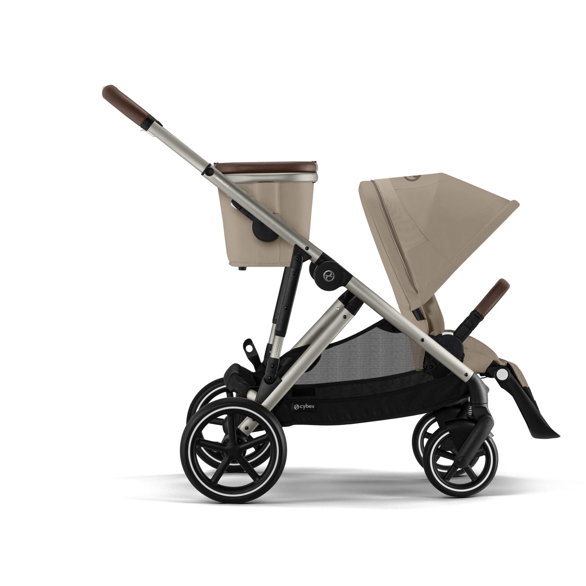 CYBEX Poussette Gold GAZELLE S, De la naissance à environ 4 ans, Max. 22 kg (mode simple) / 2x 22 kg (mode duo), Système tout-en-1 avec 20+ configurations, Beige amande