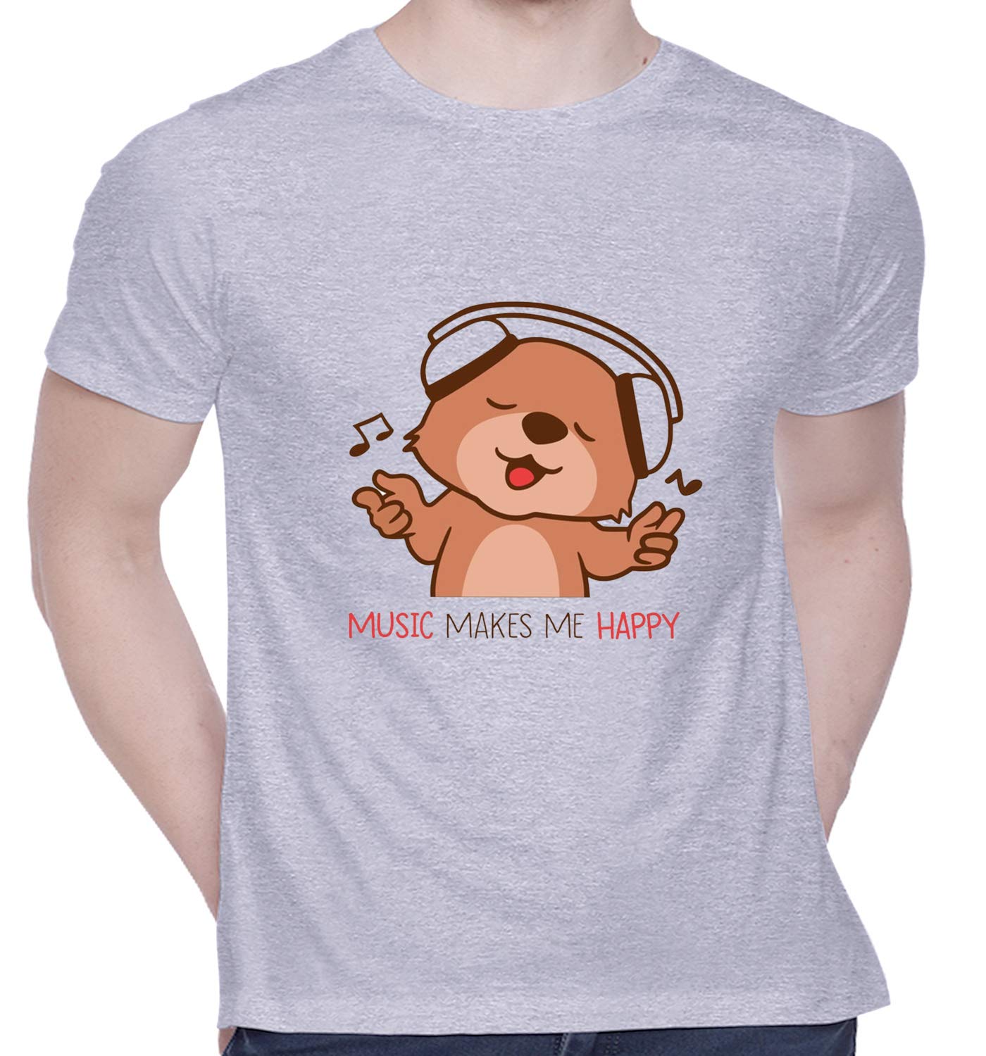 Graphic Printed T-Shirt for Unisex Music Bear Tshirt | Casual Half Sleeve Round Neck T-Shirt | 100% Cotton | D00035-54-image-47