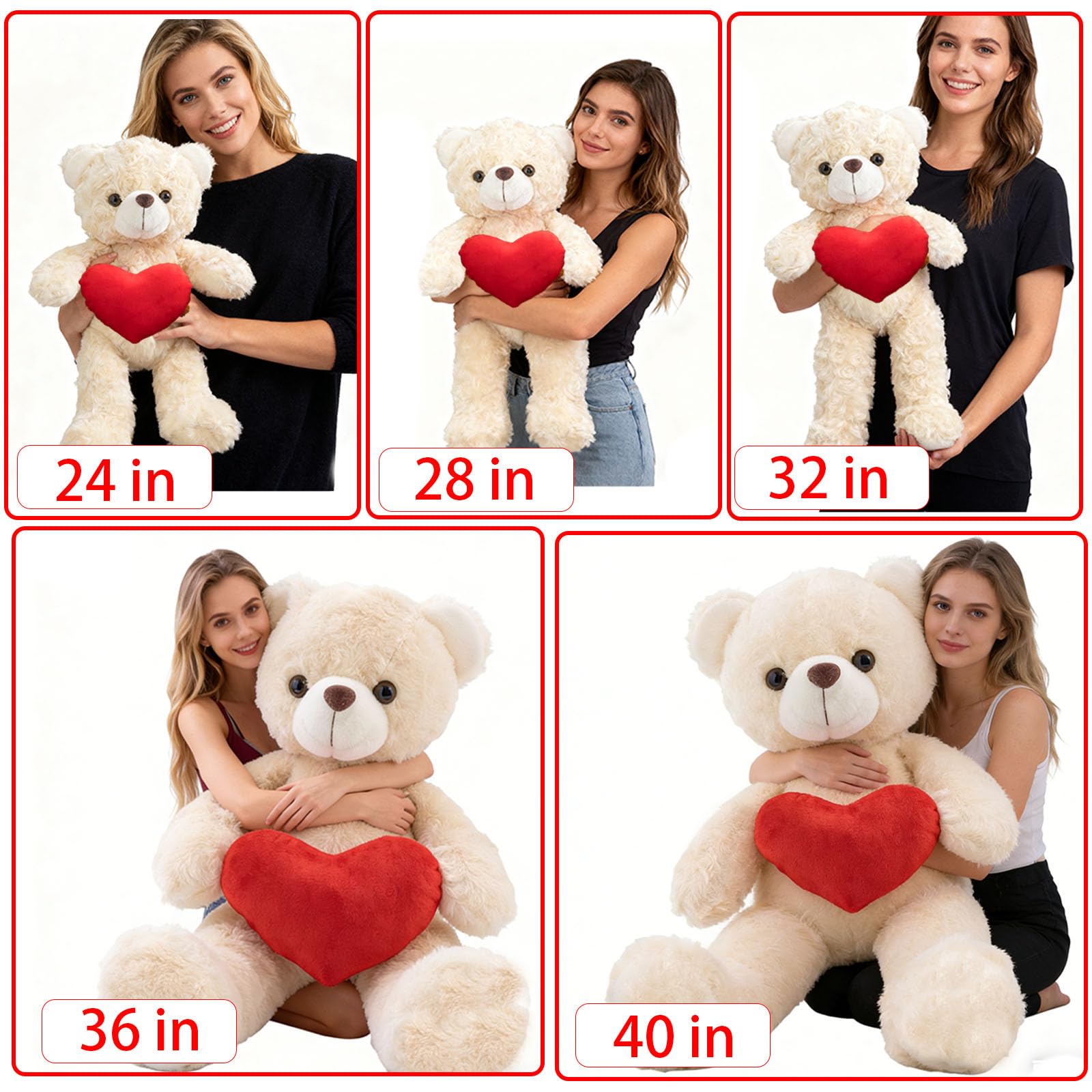 Orsacchiotto Gigante Personalizzato Con Cuore 60 cm A 100 cm Con Testo E Foto, Big Teddy Bear Personalizzabile Come Orsacchiotto Gigante Regalo Per San Valentino Natale Compleanno