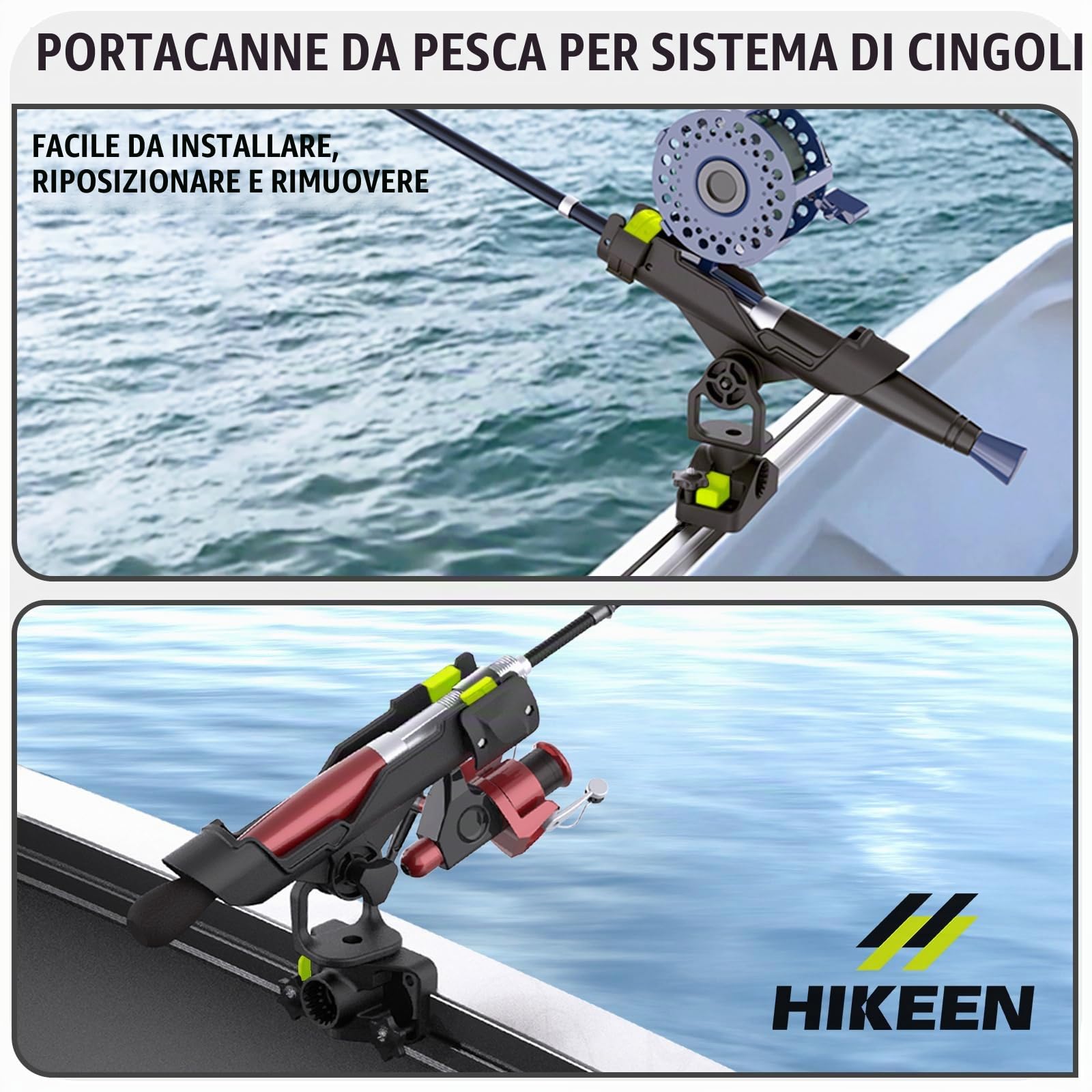 BOOSTEADY Supporto per Canna da Pesca per Barca con Montaggio Combinato, Set di 2 Supporti per Canna da Pesca per Kayak con Regolazione a 360 Gradi