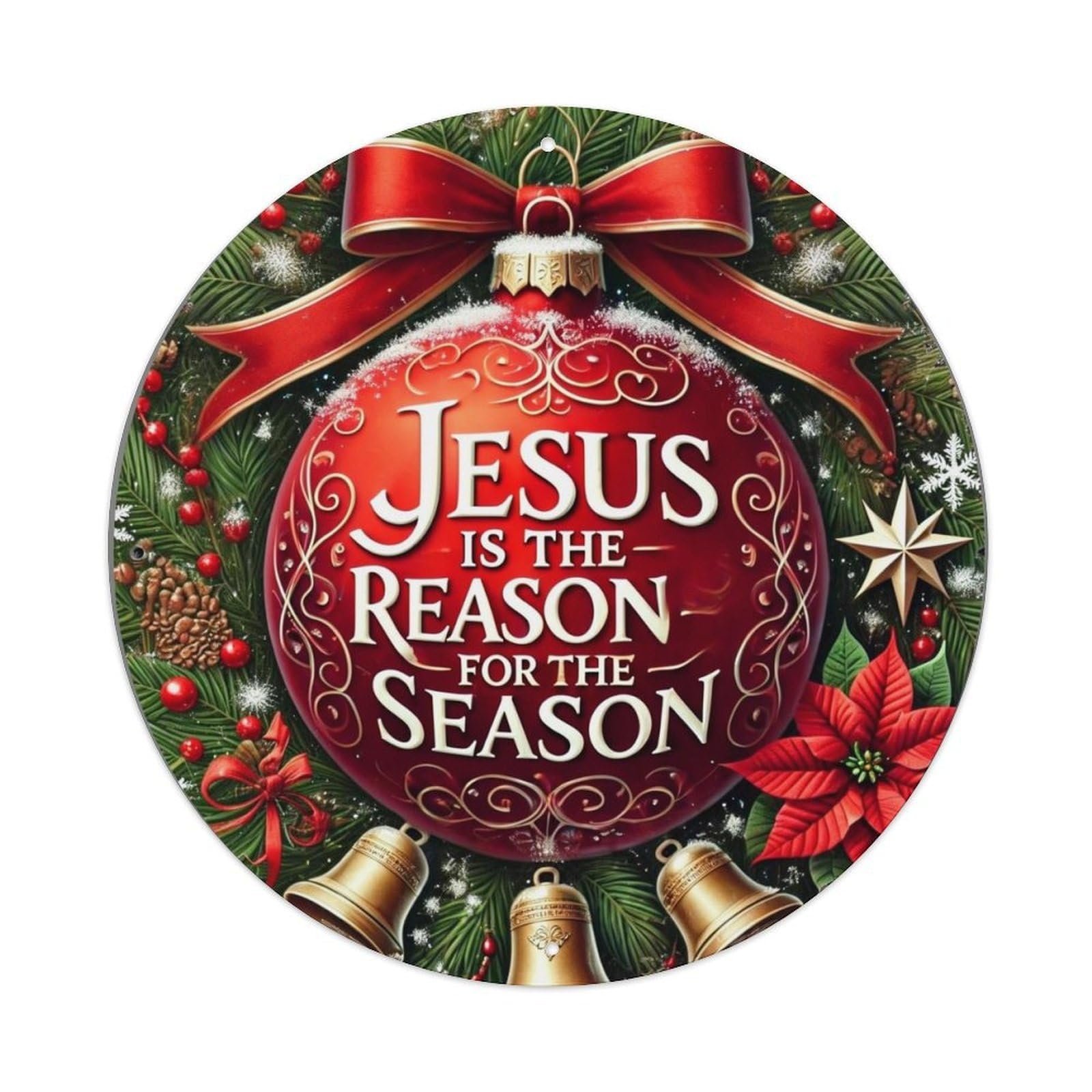 Jesus Is The Reason Vintage Metal Tin Sign Retro Wall Decor for Home Bar Garage Cafe, Indoor & Outdoor Decorative，circle Metal Poster, 8x8 Inch