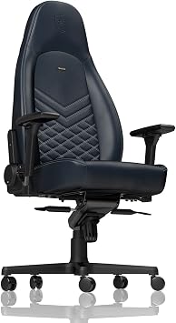 noblechairs ICON Gaming Chair and Office Chair with Lumbar Support, (Color), Real Leather, Midnight Blue/Graphite