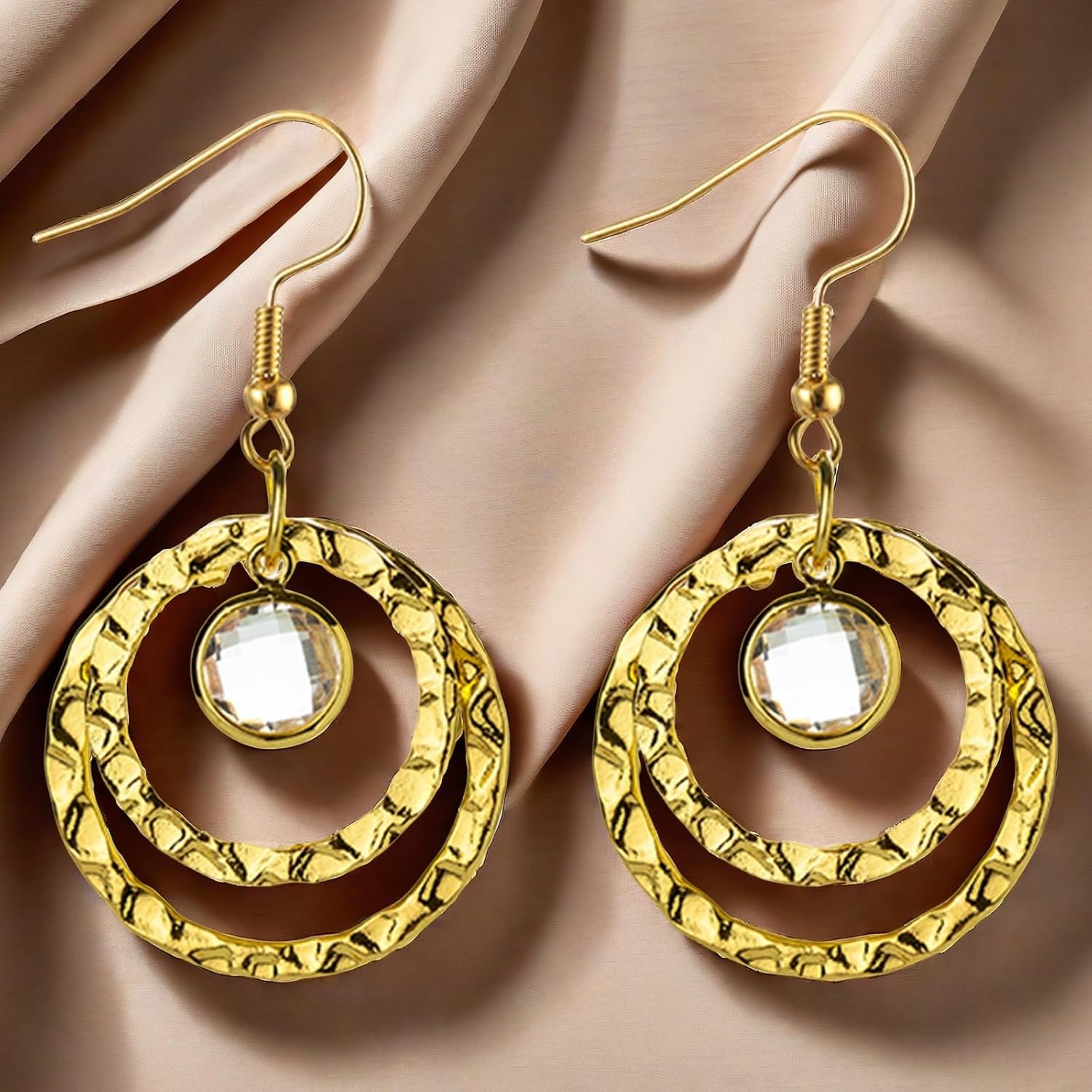 BOFILL 18K Gold Transparent Diamond Disc Earrings for Women Circle Drop Dangle Jewelry Hypoallergenic Gifts - Image 7