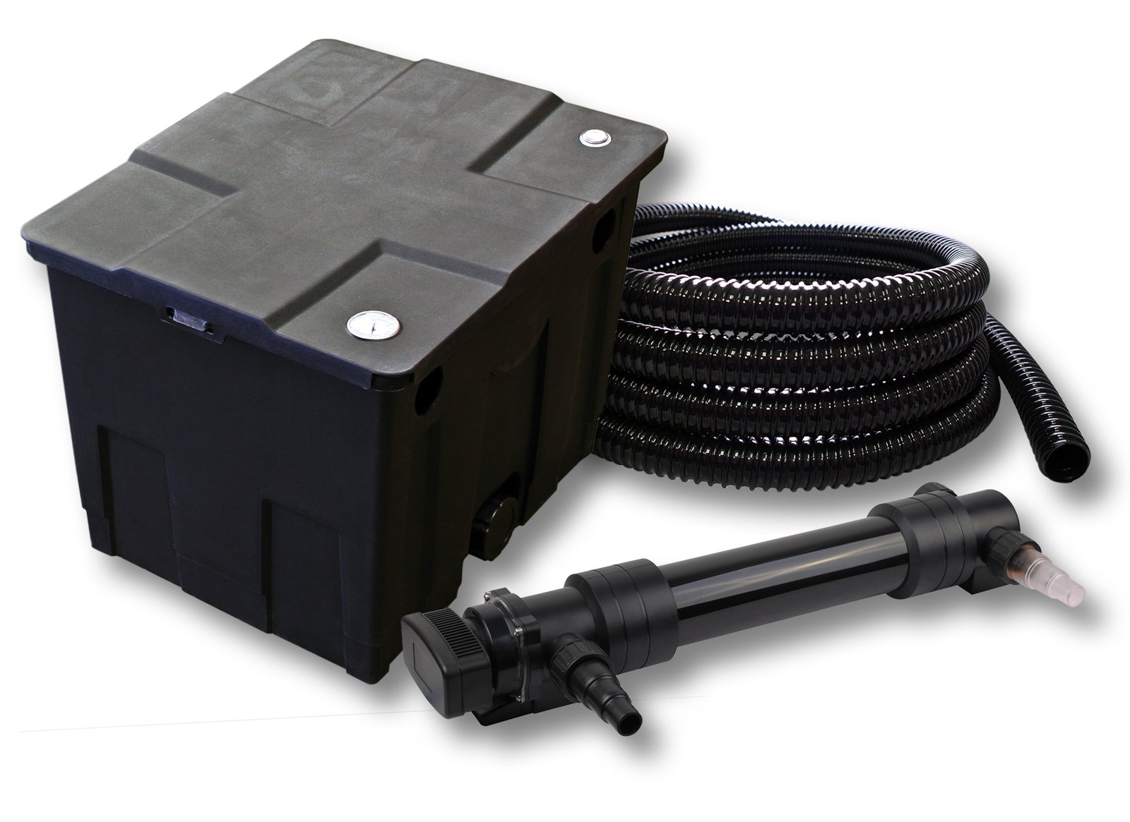 SunSun Kit complet: CBF-350 Filtre de bassin jusqu'à 12000 L Biologique, CUV-636 lampe uv UVC Clarificateur avec 36W, 5m Tuyau 25 mm (1")