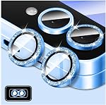 Protecteur d'objectifs caméra Bling pour Samsung Galaxy A16, LucBuy Stickers film de couverture de caméra en verre trempé, Glitter Automatic-Alignement Protecteur d'écran individuel en métal