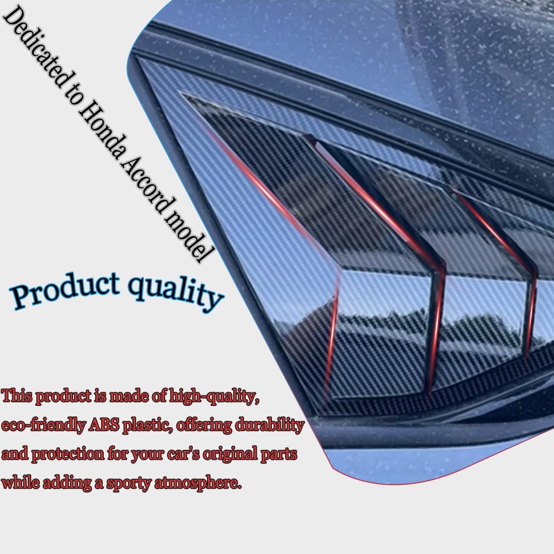 for Honda Accord 2023 2024 2PCS Rear Side Window Louvers Air Vent Scoop Shades Cover Blinds Trim - ABS Carbon Fiber Sport Upgrade Trims Interior Accessories.