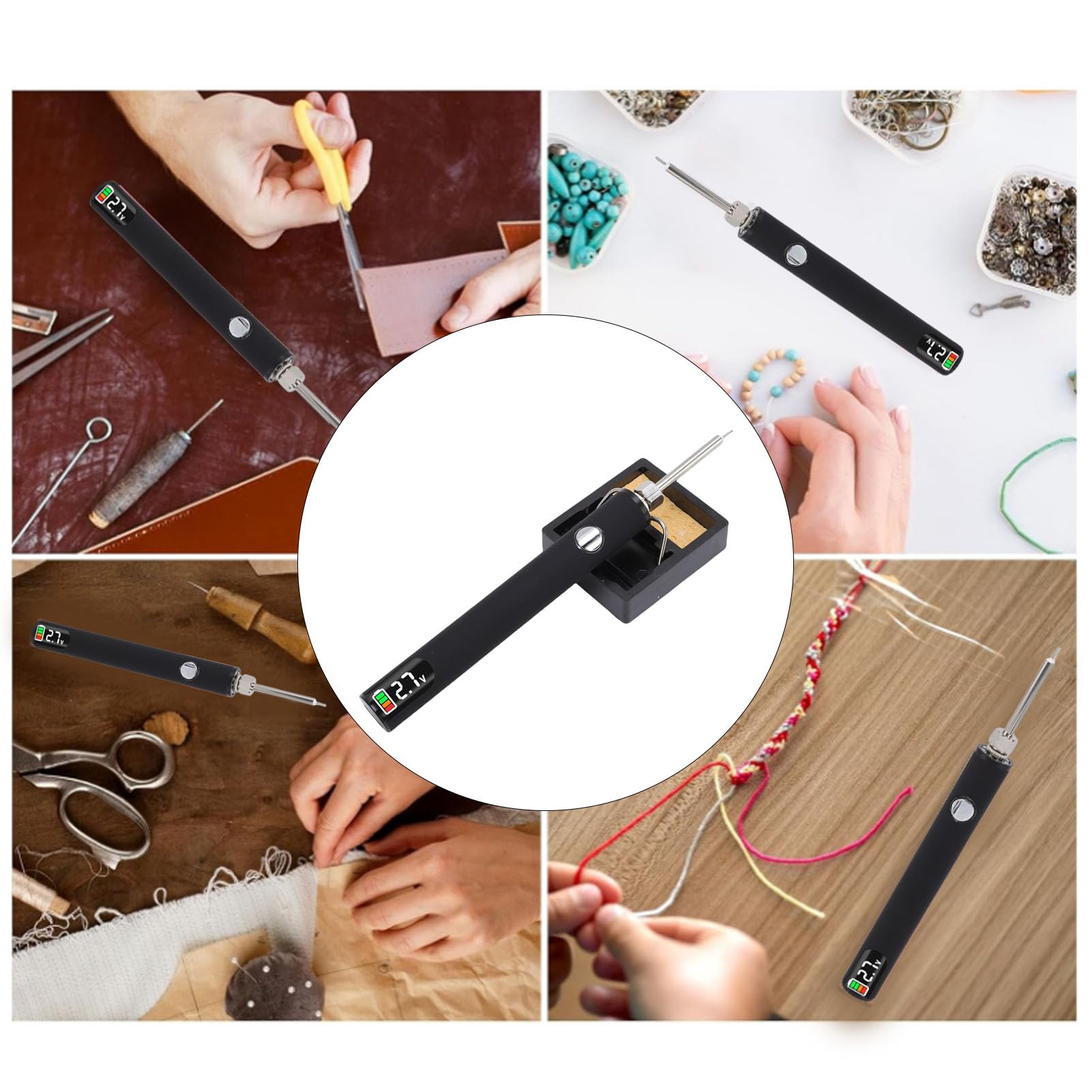 Stylo Brûleur à Fil Rechargeable - Température Réglable 330-450°C - Pour Bijoux, Artisanat - 2 Embouts Inclus