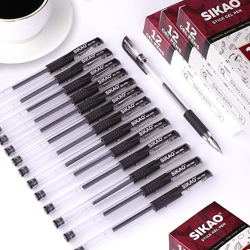 Miniatura 8 de Paquete de 60 bolígrafos de gel negros de punta fina, bolígrafos de punta redonda, bolígrafos de tinta de gel de tinta negra, bolígrafos de