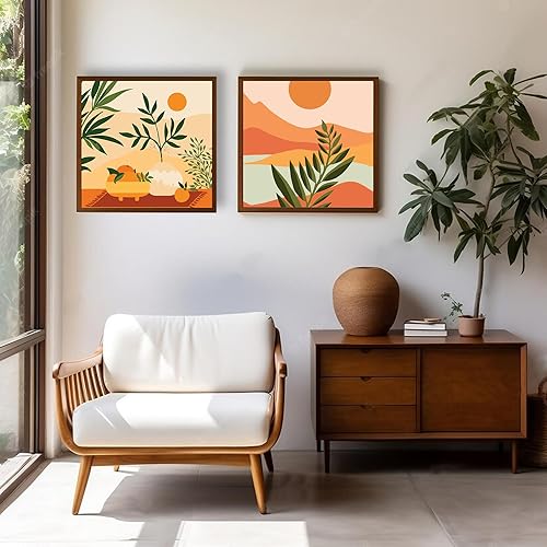 Miniatura 4 de Paquete de 2 pinturas enmarcadas por números para niños de 8 a 12 años, pintura acrílica bohemia fácil por número, pintura de acuarela por números