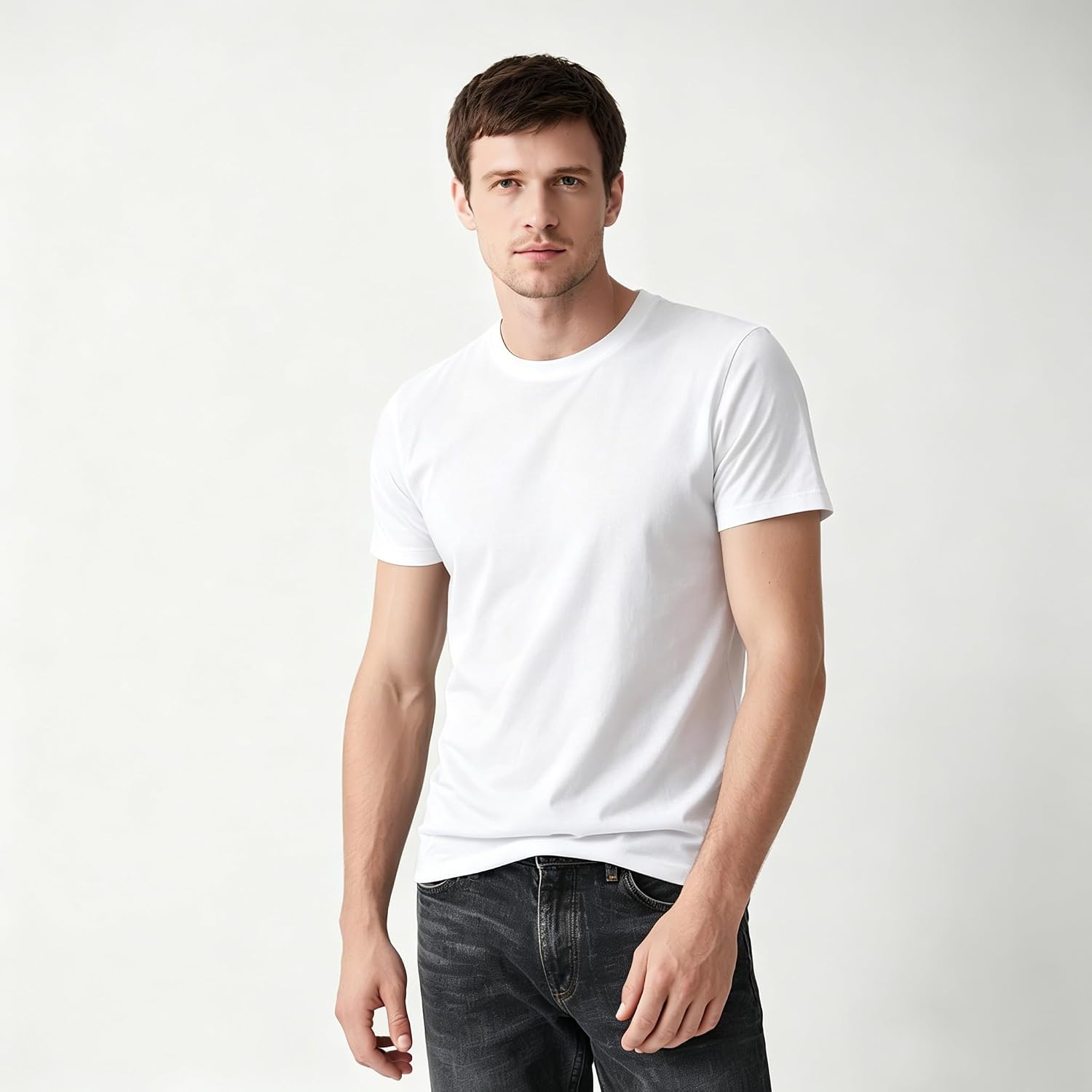 ORJ 1Pack Adult Black/White T Shirts, Blank Polyester Tshirts Crew Neck for Unisex,Men and Woman tee