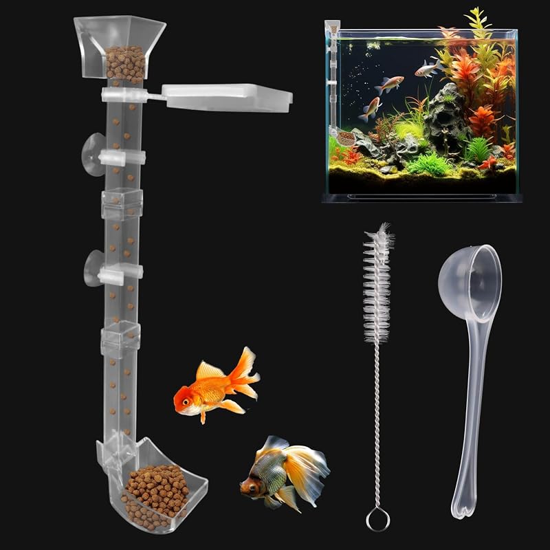 Alimentador Automático para Aquário NINEFOX com Anel Flutuante, Tubo e Bandeja para Camarões e Peixes Sf-001