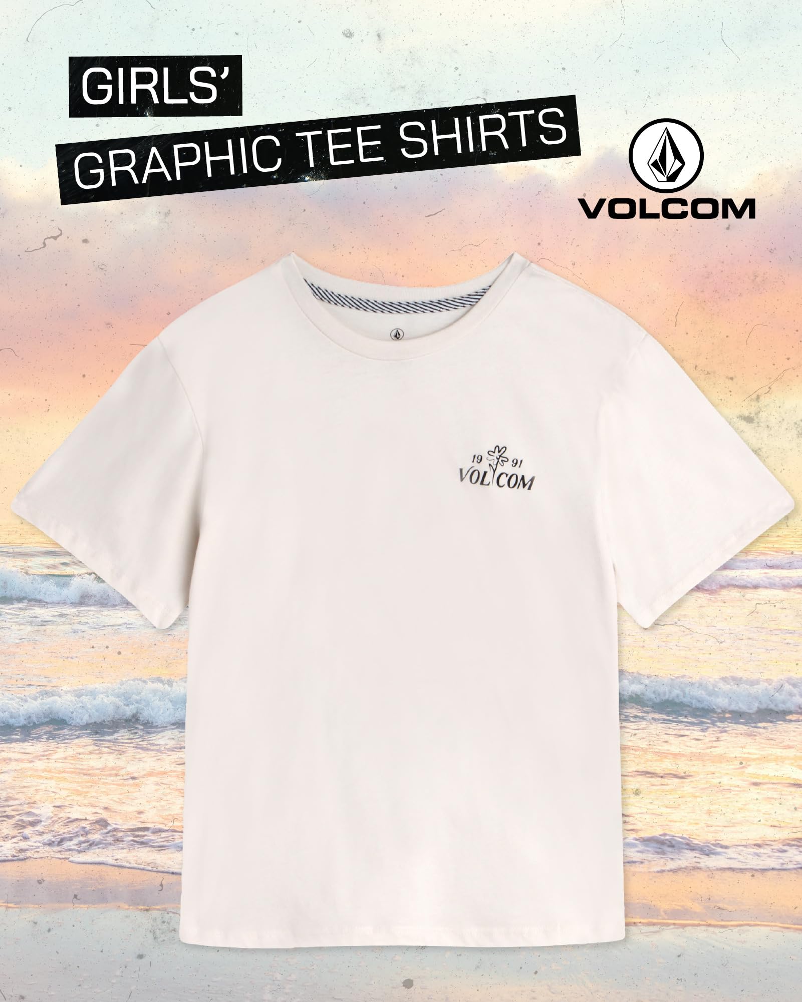 Volcom Camisas para niñas – Camiseta informal de manga corta con cuello redondo y gráfico moderno – Ropa de verano transpirable para niñas