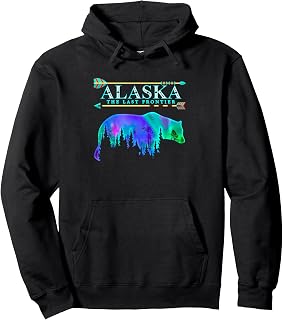 Alaska State Pride Alaska Northern Lights Alaskan Bear Pullover Hoodie