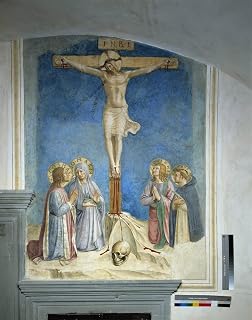 EAGBJTPTM Famous Hd Canvas Art Classic Pictures Crucifixion with the Virgin Mary and Saint Cosme by Fra Angelico Graffiti Pictures for Home Decor 60x90cm