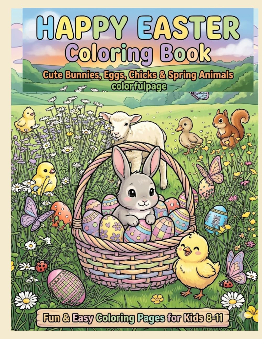 Happy Easter Coloring Book: Fun Bunnies, Eggs, Chicks & Spring Animals