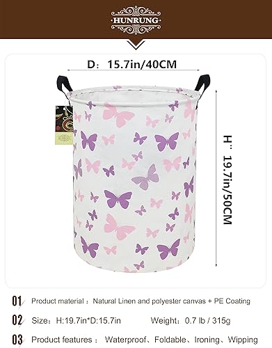Miniatura 2 de HUNRUNG - Cesta de lavandería grande de tela de lona ligera, cesta de almacenamiento para juguetesropa sucia, plegable, impermeable, para