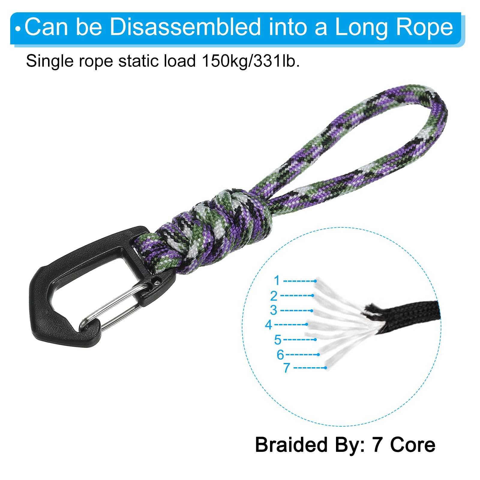 PATIKIL Badge Lanyard 4.7 Inch, Necklace Keychain Cord Metal Clasp Hook Ring Strap for Keys Whistle ID Card Badge Holder Camo Purple - Image 3