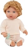 LullaBaby Baby Doll, 14-Inch Realistic Soft-Body Doll, Blue Eyes | Blue eyes, wavy light-blonde hair, pink sweater and pants, 2 hair elastics for styling play, pacifier included, 2+ Years