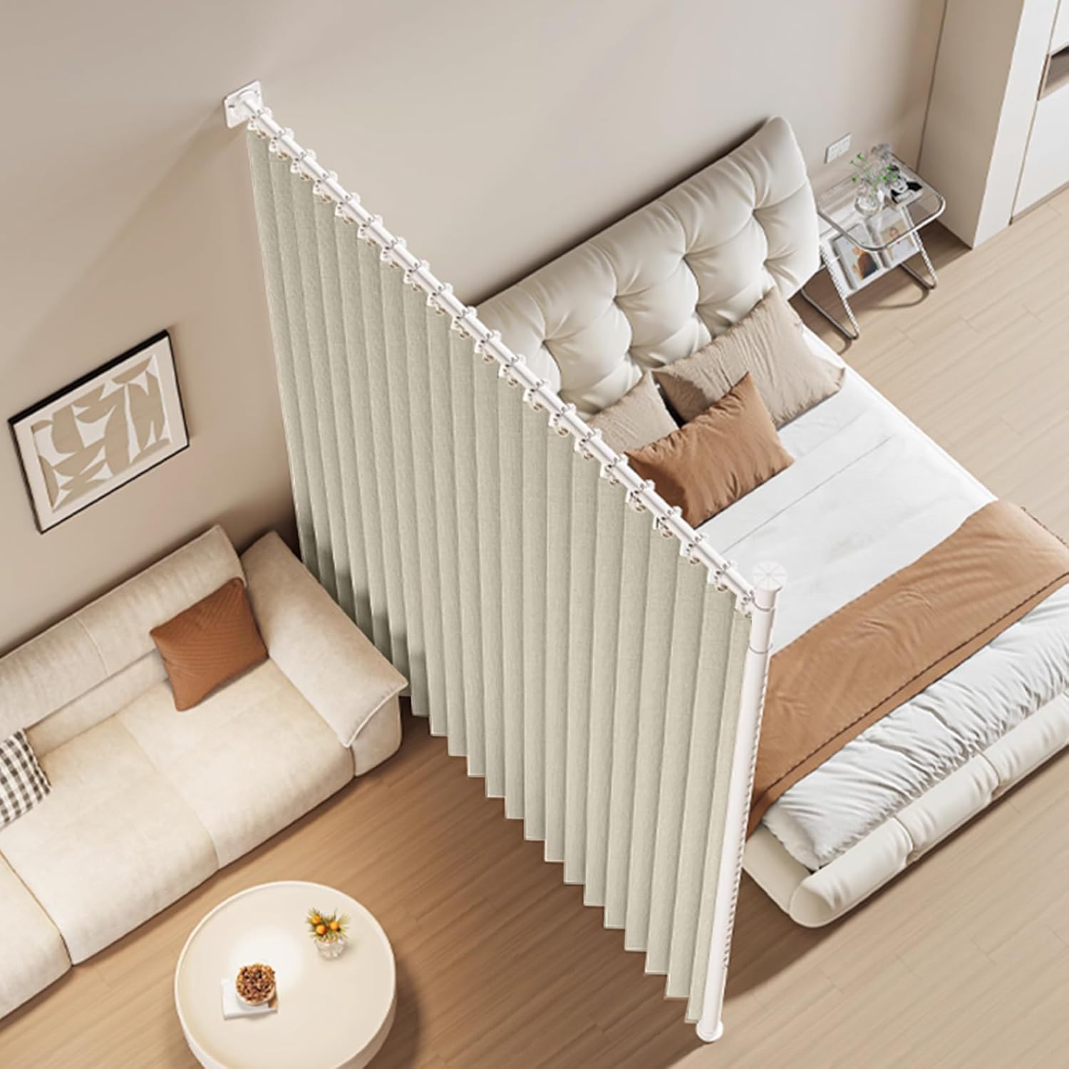 アコーディオン式 つっぱり式 部屋 間仕切りカーテン パーテーション 自立式 突っ張り 伸縮ポール付き 幅260～310cm 高さ2