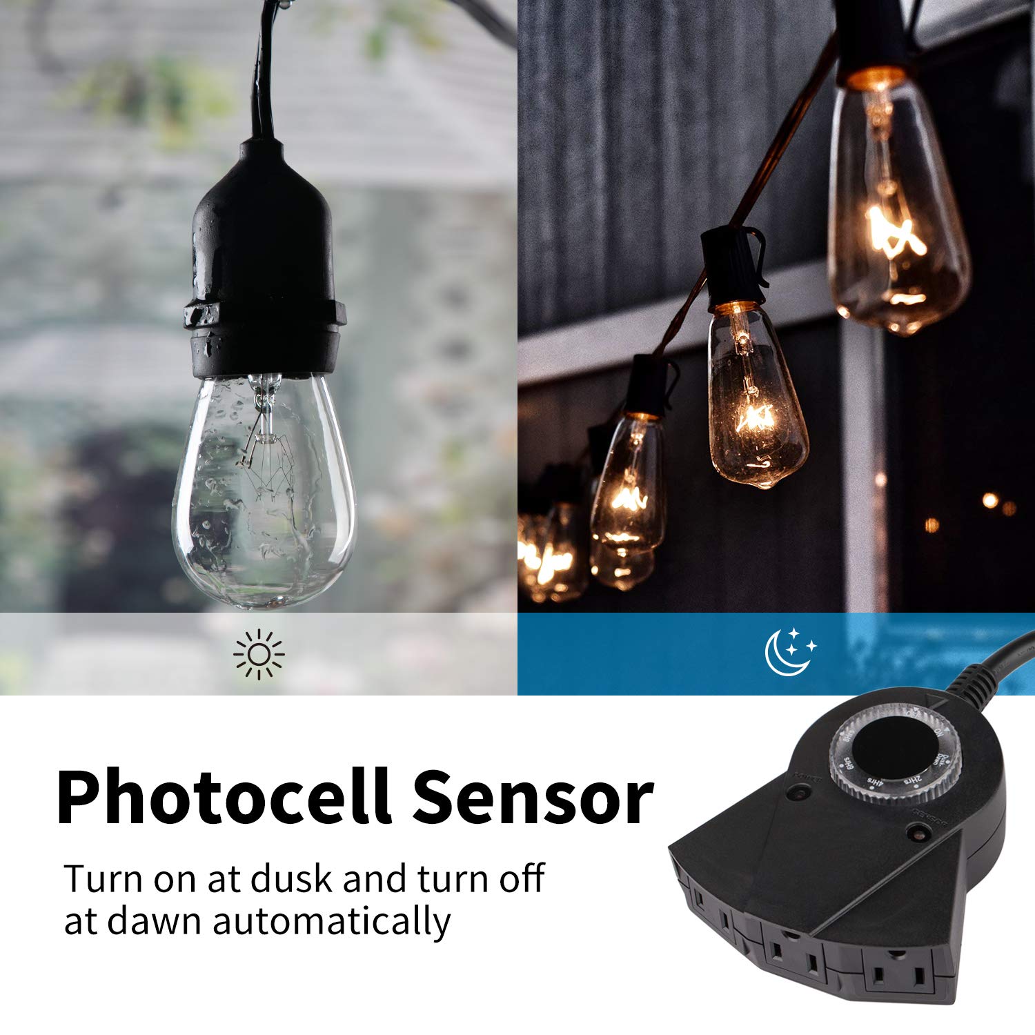 2 Pack Outdoor Light Timer Outlet, Waterproof Mechanical Timers for