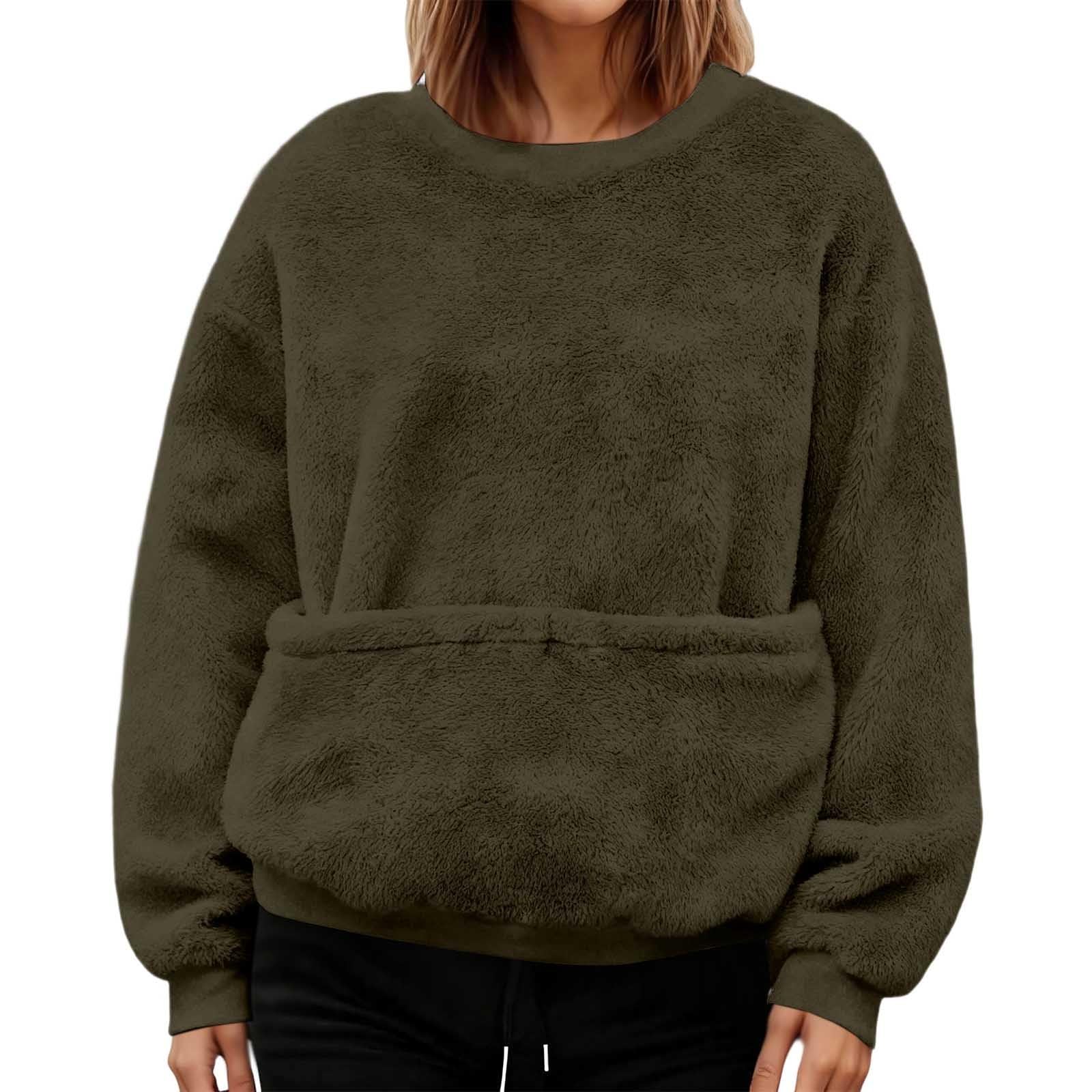 Sudadera Informal de Manga Larga con Bolsillos sólidos para Mujer, sin Capucha, para Mascotas