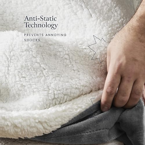 Miniatura 5 de BELADOR Manta de forro polar Sherpa tamaño individual  Manta cálida y suave manta de forro polar antiestática para sofá cama mantas y mantas de