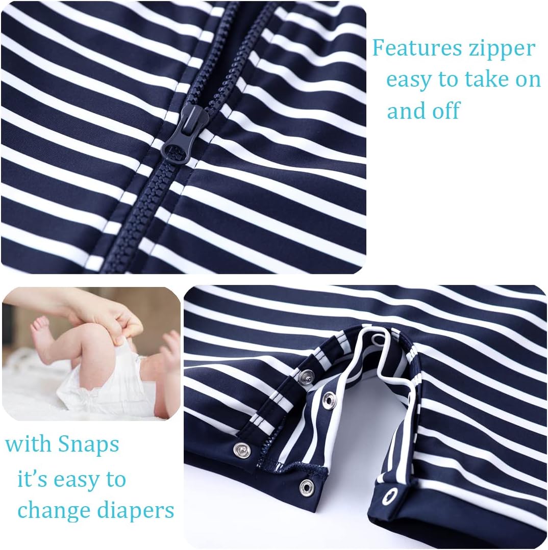 UMELOK Baby Boys UPF 50+ Sun Protection One Piece Rashguard Swimsuit with Snap Bottom - Image 7