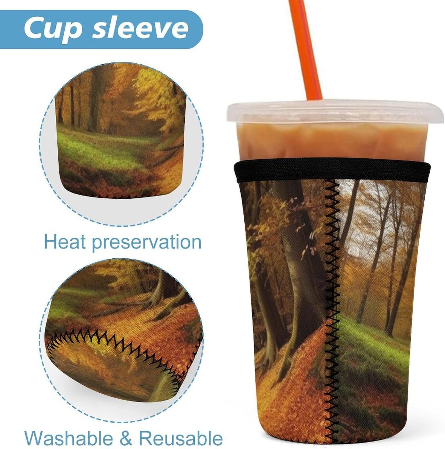 3 Pack Neoprene Cup Sleeves, Stretchy Reusable Drink Cup Cover Universal