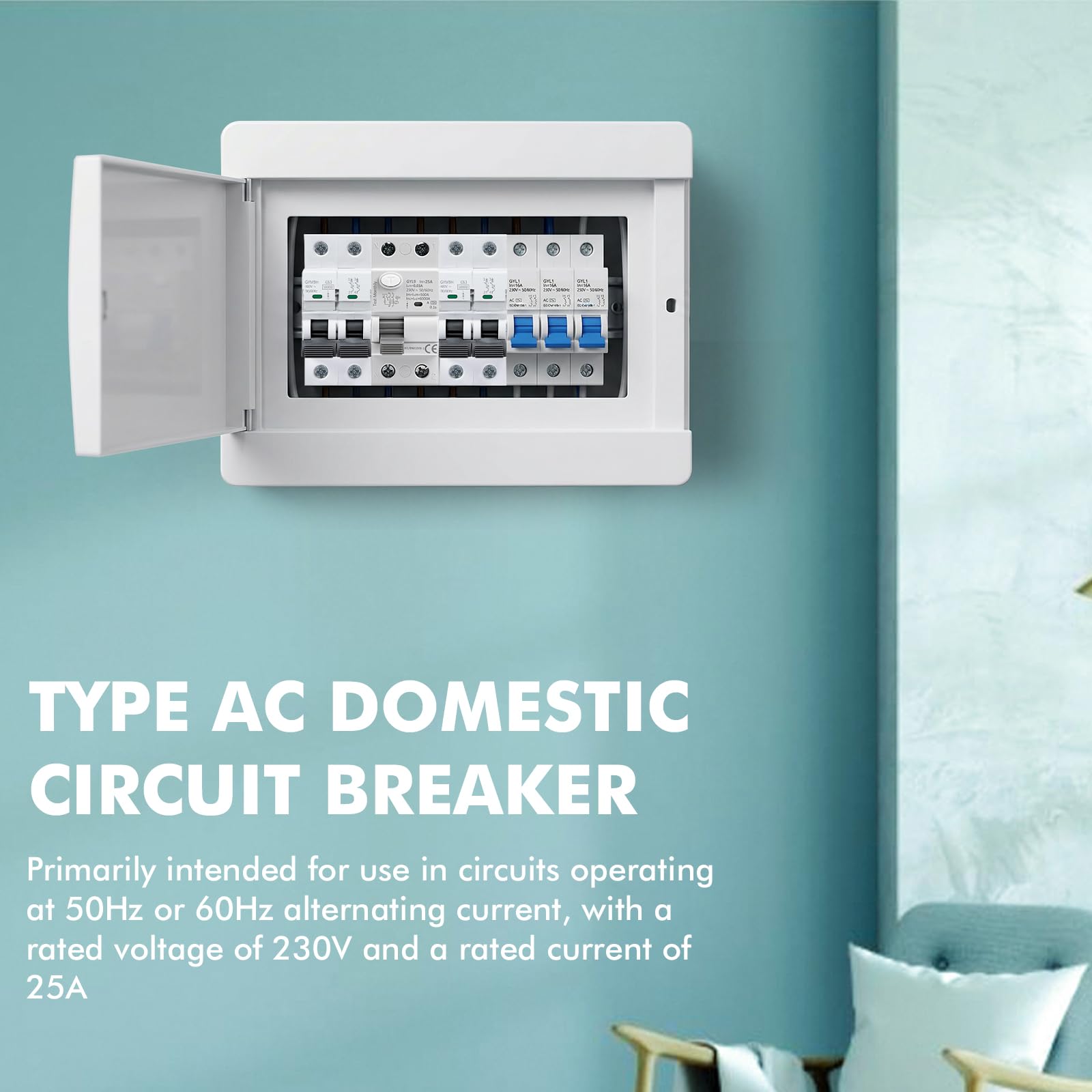 Interruptor Diferencial SuperInmunizado AC230V 2P Diferencial 25A 30mA Disjoncteur Différentiel Magnetotermico para el arranque ocasional de circuitos y motores tipo GYL9-2P-25A-0.03A-A