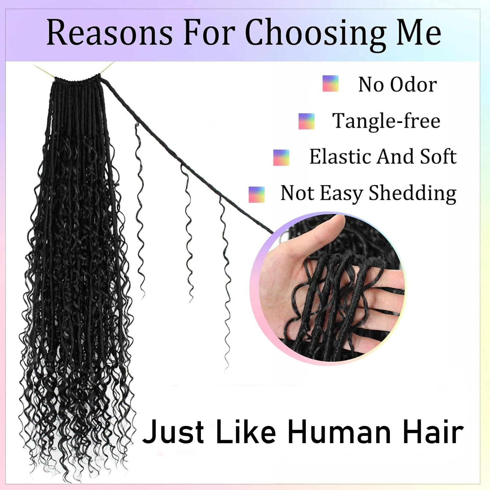 Enbeautiful Boho Faux Locs Crochet Hair 24 Inch 9 Packs Pre-Looped Goddess Locs with Curly Ends - Image 3
