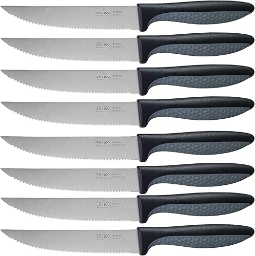 Miniatura 1 de Bright Hobby Cuchillos para carne  Juego de 8 cuchillos de carne de 5 pulgadas  Juego de cuchillos de carne de acero inoxidable afilados para carne