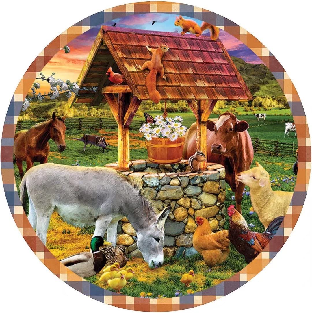 Curteny 12X12inch,Metal Tin Sign Circle Round Sign,Wishing Well,Retro Metal Round Tin Signs Decor Wall Art Posters Gifts For Door Plaque Home Bars Clubs Cafes,Round Wreath Sign